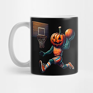 Halloween Pumpkin Basketball Player Slam Dunk Mug